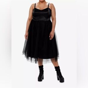NWT Hot Topic Cosmic Aura Plus Size Black Corset Tulle Midi Dress Size 1 Gothic